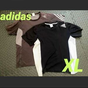 【used】adidas アディダス　プラクティスシャツ　Tシャツ　XLサイズ　2枚セット ボルコム半袖Tシャツ アウトレット 