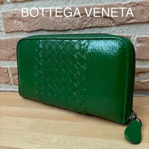 ◆正規品◆BOTTEGA VENETA イントレチャート ラウンドファスナー 長財布 グリーンパイソンコンビ