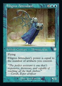 MTG ■青/英語版■ 《金線の従者/Filigree Attendant》兄弟戦争：統率者　BRC