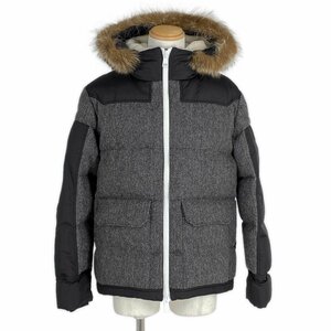 モンクレール MONCLER フーデッド ダウンジャケット ROBERT ヘリンボーン柄 アウター ダウンジャケット グレー ブラック メンズ 【中古】