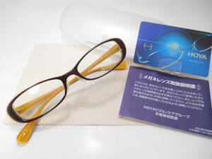 ★即決★ＨＯＹＡブルーライトカットＰＣレンズ付き老眼鏡●GOSH／日本製プラフレーム・ブラウン系／オレンジ系