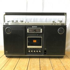 ＊【通電OK】SONY CF-6500 ステレオラジオカセットコーダー ラジカセ FM/AM オーディオ機器 昭和レトロ 当時物 ブラック ソニー ジャンク