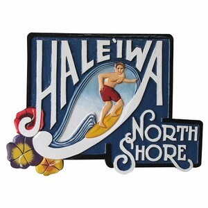 ハレイワ ノース ショア HALEIWA NORTH SHORE 木彫りのハワイアンサインボード Man 56X40【ハワイアン雑貨 サーファー】YSA-350511