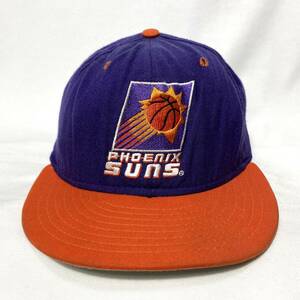 ■ 80s 90s USA製 ビンテージ New Era ニューエラ NBA SUNS サンズ 刺繍ロゴ ウール キャップ 7 1/2 バスケ 観戦 パープル オレンジ ■