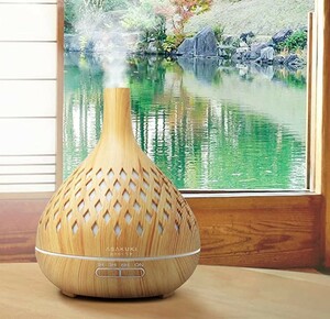 【癒しと安らぎを】アロマディフューザー １６時間 400ml 加湿器 大容量 超音波式 おしゃれ 木目調 空焚き防止コンパクト