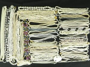 アクセサリー まとめ　ネックレス ブレスレット 真珠 淡水パール 貝パール　銀製金具 シルバー ゴールド金具 装飾品 50本セット
