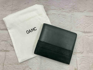 【保存袋付】OAMC (OVER ALL MASTER CLOTH）オーエーエムシー オーバーオール マスタークロス レザー 二つ折り財布 小銭入れ付 ブラック