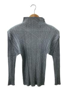 PLEATS PLEASE ISSEY MIYAKE◆長袖ブラウス/3/ポリエステル/GRY/総柄/PP23-JK881/民族柄/トライバル