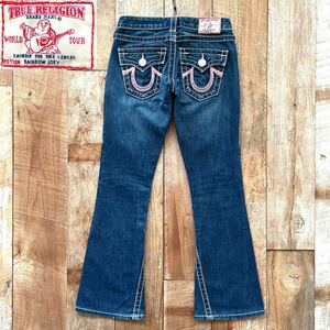 【美品】TRUE RELIGION トゥルーレリジョン RAINBOW JOEY フレアデニム ブーツカット ジーンズ 24 レインボー