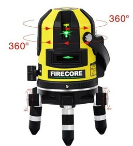 Firecore5ライン グリーンレーザー墨出し器 FIR411G 高輝度 高精度 大矩 受光器対応 【受光器セット】