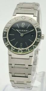 【ブルガリ　1円～】　◎BVLGARI◎　BB26SS　ブルガリブルガリ　デイト　黒文字盤　腕時計　クォーツ　稼働　レディース　U86W90