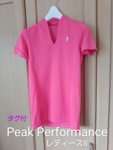 タグ peak performance SWEDEN レディースS ピークパフォーマンス Vネック 半袖 Tシャツ ピンク 未使用 新品