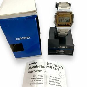 ■稼働品・美品・良品　CASIO カシオ　ALARM CHRONO　A158WE　アラームクロノ　デジタル　チプカシ　箱/取扱説明書/時計スタンド付