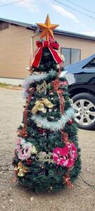 クリスマスツリー　直径60㎝×高さ145㎝　吊り下げ式　冬　季節物　インテリア　中古品