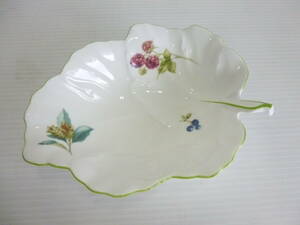 58019◆NARUMI/ナルミ Giftgallery Bone China/ボーンチャイナ リーフ型 洋食器 幅:約18cm×14cm 高さ:約4.5cm◆