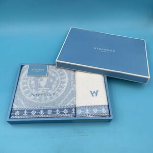 【10378】WEDGWOOD HOME タオルギフト ２枚セット フェイスタオル ウォッシュタオル 綿100％ ホワイト×ブルー ウェッジウッド ギフト