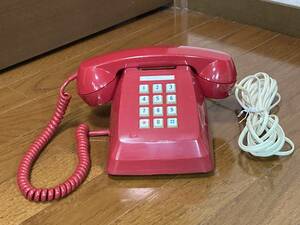 動作OK NTT 601-P電話機 赤色(ワインレッド色) M(明星電気？) 1984年 プッシュホン インテリア ディスプレイ アンティーク 昭和レトロ