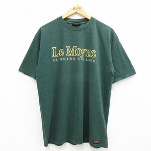 L/古着 ジャンスポーツ 半袖 ビンテージ Tシャツ メンズ 00s ルモインカレッジ クルーネック 濃緑 グリーン 23apr13 中古