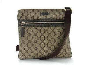 1円 ■美品■ GUCCI グッチ 295257 GGスプリーム GG柄 PVC×キャンバス クロスボディ ショルダーバッグ 斜め掛け ブラウン系 AW4698