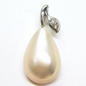 ＊TASAKI(田崎真珠)K18WGマベパール/天然ダイヤモンドペンダントトップ＊a 約2.7g 半円真珠 pearl jewelry pendant DC8/EA0