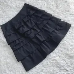 新品 『en recre』 アンレクレ (38) ティアードスカート 黒 日本製