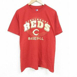 XL/古着 半袖 Tシャツ メンズ MLB シンシナティレッズ クルーネック エンジ 霜降り メジャーリーグ ベースボール 野球 23jun28 中古