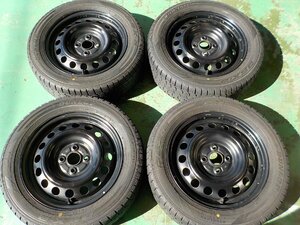 D15048 トヨタ アクア 純正 スチール ヴィッツ スペイド カローラフィールダー 等 ダンロップ 175/65R15 付き ５Ｊ +３９