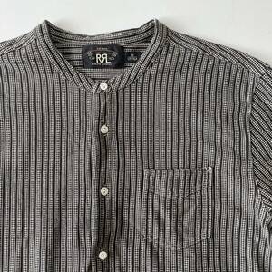 【希少】RRL “Black Striped Henry Shirt” M ヘンリー ネック プルオーバー シャツ カットソー ニット Ralph Lauren ヴィンテージ