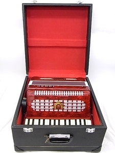 e10086　スズキ　トンボ　アコーディオン　T-18　ハードケース　鍵盤　楽器　動作確認済