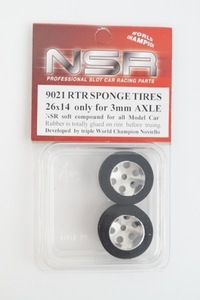 新品 NSR 1/32 RTR SPONGE TIRES 26x14 only for 3mm AXLE タイヤ アルミホイール 9021 スロットカー