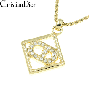 Christian Dior クリスチャンディオール CDロゴ ラインストーン ネックレス ゴールド【A02450】