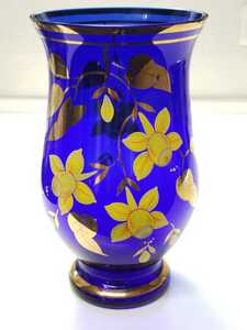 BOHEMIA　花瓶　ダークブルー　ボヘミア