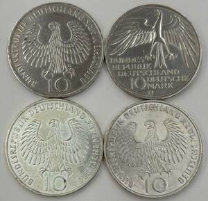♪1円～1972年　ミュンヘンオリンピック記念硬貨　10マルク　ドイツ貨幣　銀貨×４枚
