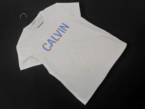 Calvin Klein カルバンクライン ロゴ 刺繍 Tシャツ sizeL/白 ■◆ ☆ edc2 メンズ