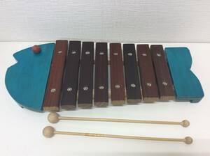 ■5654　BorneLund ボーネルンド シロフォン 木琴 楽器 打楽器 おもちゃ レトロ バチ付 長期保管品