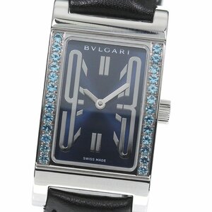 ブルガリ BVLGARI RT39S レッタンゴロ ブルートパーズベゼル クォーツ レディース 良品 _751075【ev20】