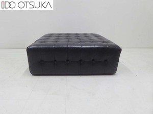 美品■IDC大塚家具■本革レザー 5166 オットマン ソファ ブラック