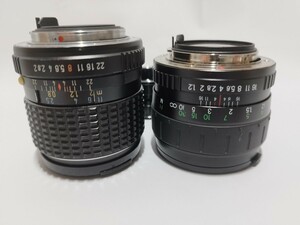 【動作確認済み】PENTAX Ｋ用 カメラ アナログ レンズ ２本セットSMC 35mm F２ COSINA 55mm F1.2 単焦点 チリホコリあり 