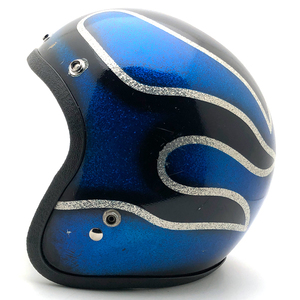 送料無料 STERLING PRO FLAMES BLUE 56cm/フレイムス青ブルービンテージヘルメット炎ファイヤーパターンフレアハーレーチョッパーバイク