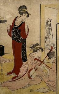【真作】喜多川歌麿「芸事美人 間判」本物 浮世絵 錦絵 木版画