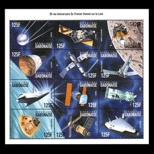 ■ガボン切手　宇宙 / 月面着陸 30周年　12種シート