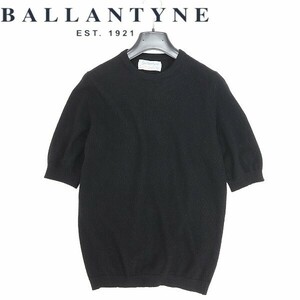◆BALLANTYNE バランタイン カシミヤ100％ クルーネック 半袖 ニット セーター 黒 ブラック 97cm/38