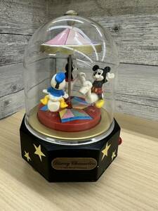 【E2145AM】Disney×SANKYO ディズニー オルゴール ミッキー＆ミニー＆ドナルド メリーゴーランド スモールワールド 作動品