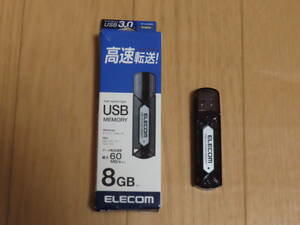 動作確認済！ エレコム ELECOM USB メモリ 8GB　ストラップホール 付　ブラック　MF-AU308GGT Graphite　USB3.0