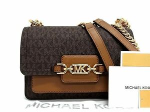 ■新品■未使用■ MICHAEL KORS マイケルコース MK柄 PVC×レザー チェーン ショルダーバッグ レディース ブラウン系 AS6033