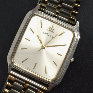 セイコー クレドール クォーツ 腕時計 メンズ 未稼働品 シルバーカラー文字盤 7771-5030 社外ブレス QR052-270