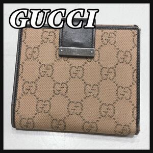 ☆GUCCI☆ グッチ 二つ折り財布 財布 ウォレット ベージュ キャンバス GGキャンバス レディース 女性 送料無料