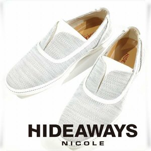 新品1円～★定価1万 ハイダウェイ ニコル HIDEAWAYS NICOLE メンズ ファブリック スリッポンシューズ 25.5cm ホワイト 白 ◆9677◆