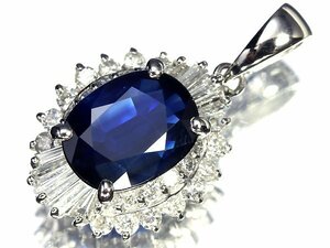 OO11710SS【1円～】新品【RK宝石】≪Sapphire≫ 上質サファイア 大粒2.00ct 極上ダイヤモンド 0.5ct Pt900 高級ペンダントヘッド ダイヤ