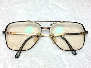 ビンテージ YVES SAINT LAURENT ツーブリッジ 眼鏡 30-7182 56 チタン ブラウン 日本製 メタル 中古 セミオート イヴサンローラン レトロ